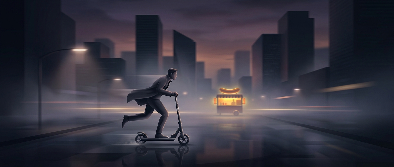 A Swiss banker invented the scooter for faster sausages