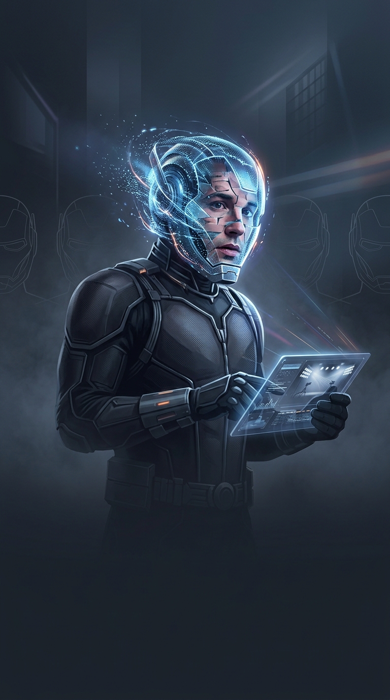 Why do major superhero films increasingly feature characters wearing full-face helmets that magically retract via nanotech?
