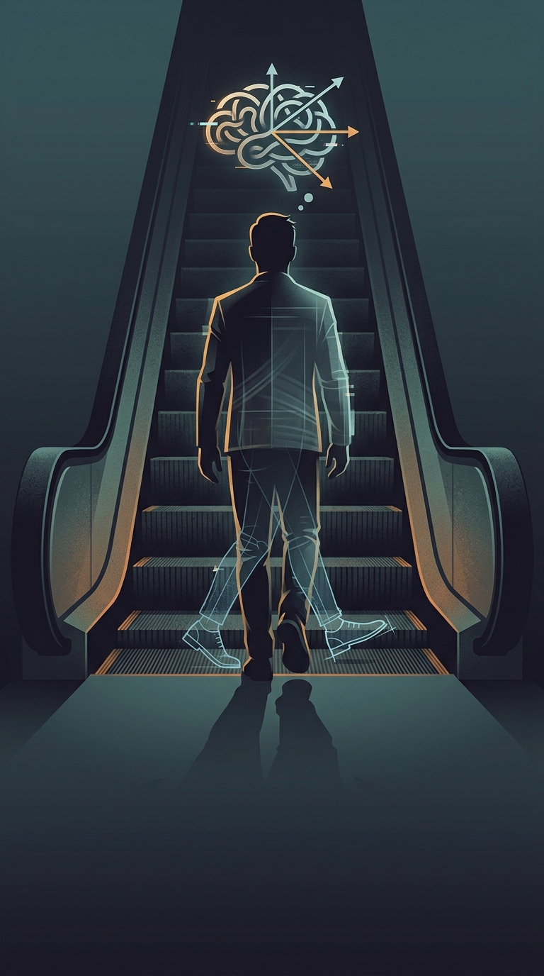 Why do you physically stumble when walking onto an escalator that you can clearly see is broken?