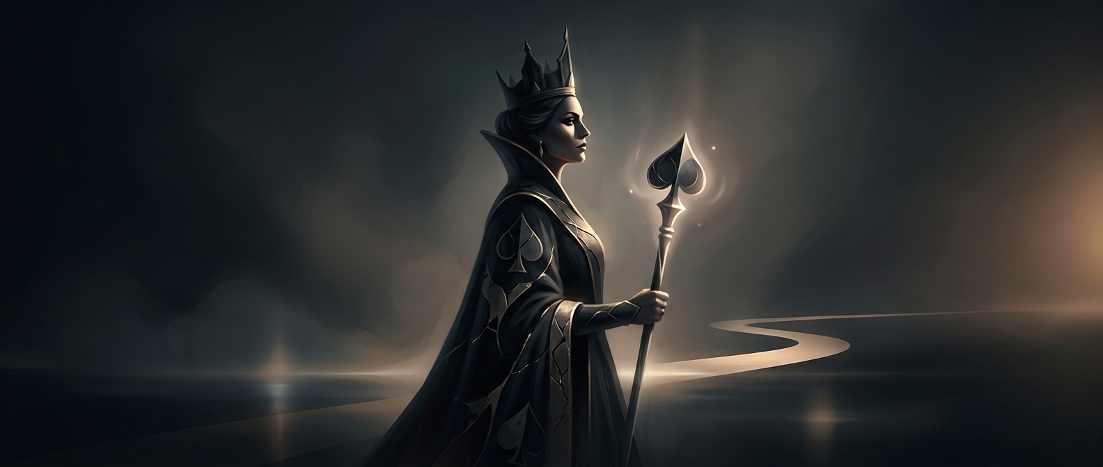 Queen of Spades traditionally faces to the right