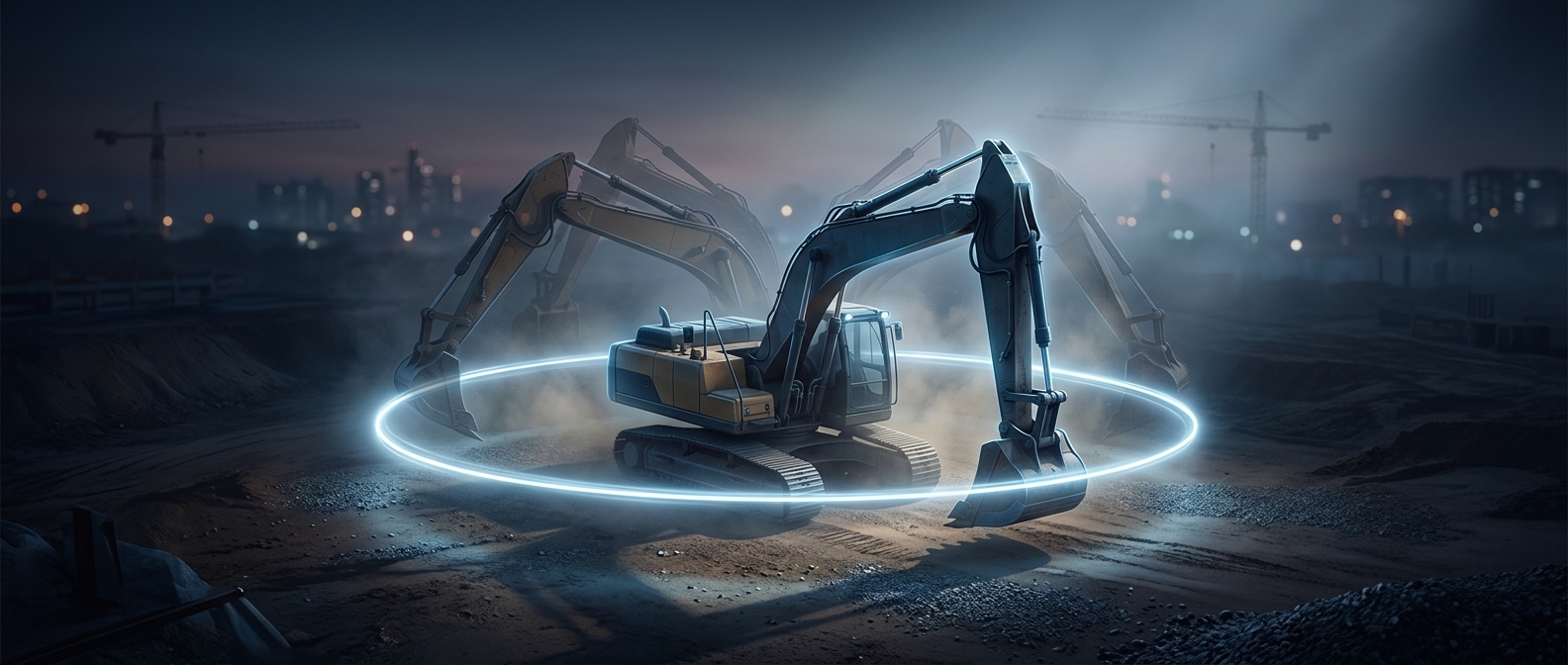 Excavators rotate a full three hundred and sixty degrees