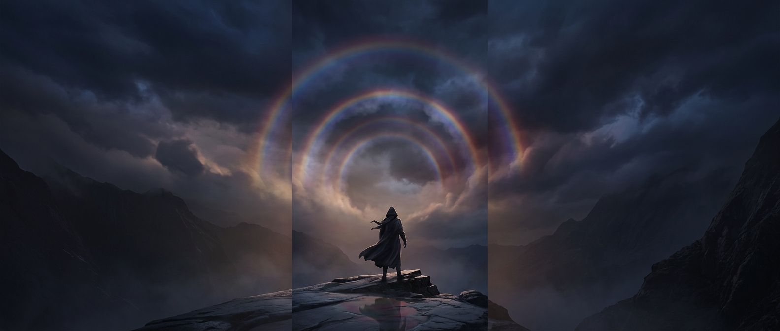 Colorful atmospheric arches form during specific weather