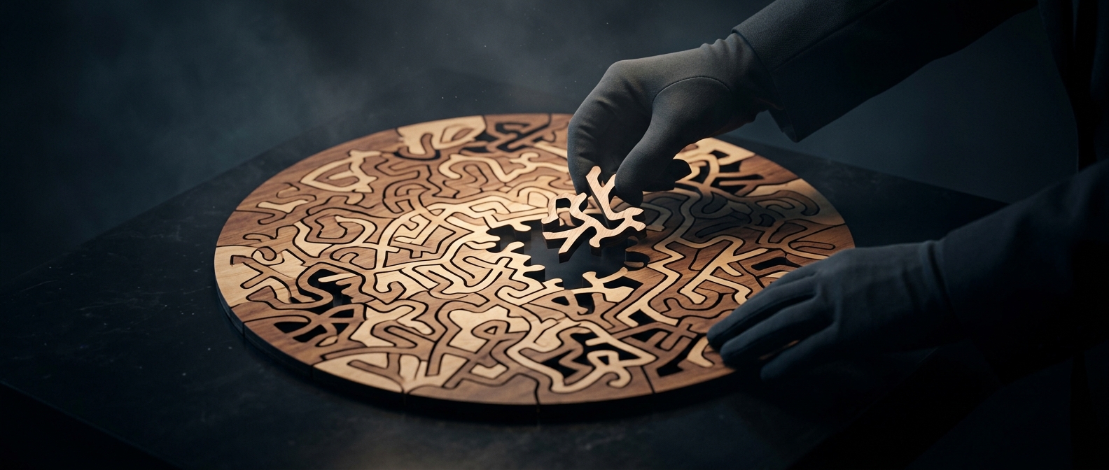 Laser-cut wooden puzzles lack standard grid cuts