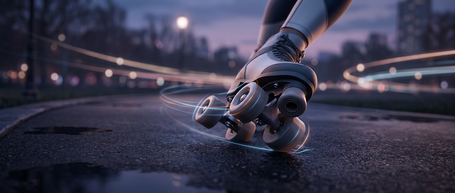 Roller skate wheels flex when you lean to make you turn