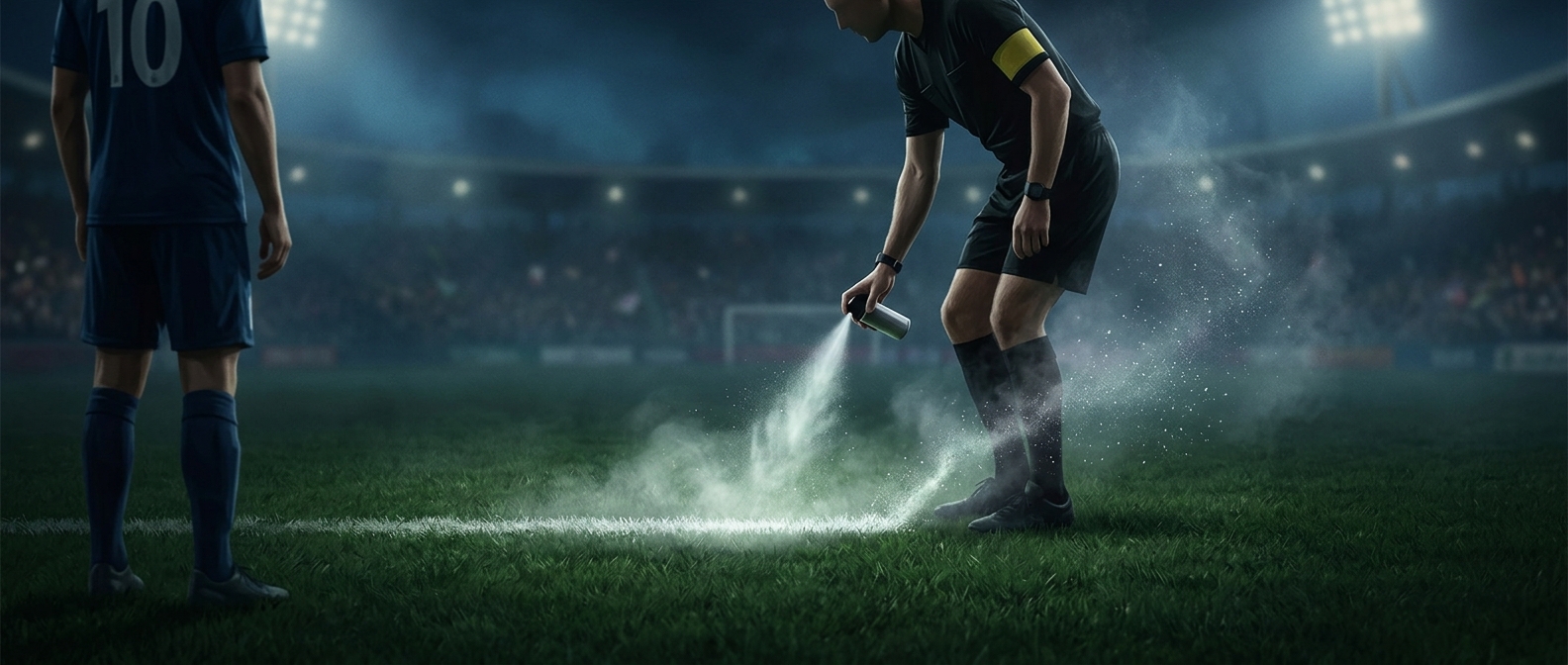 Soccer referees use disappearing spray