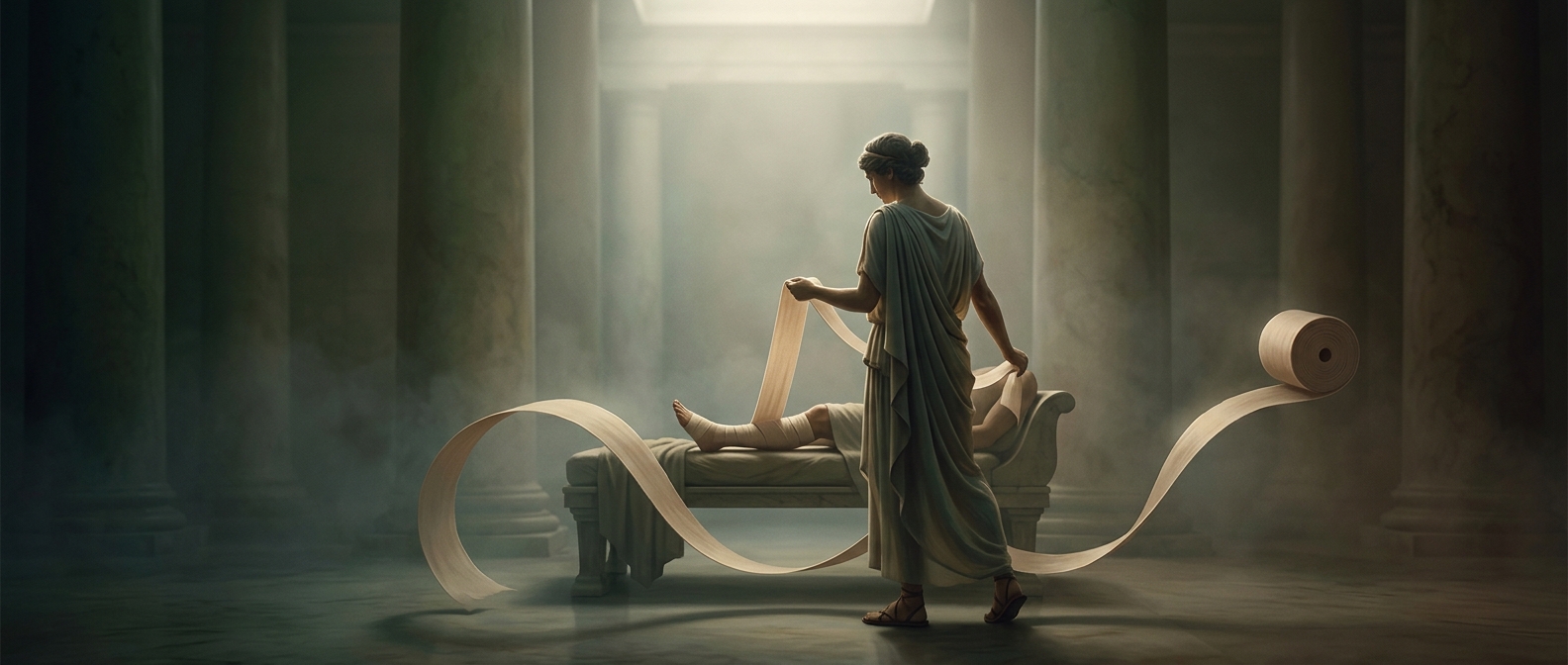 Roller bandages were invented by an ancient Greek surgeon