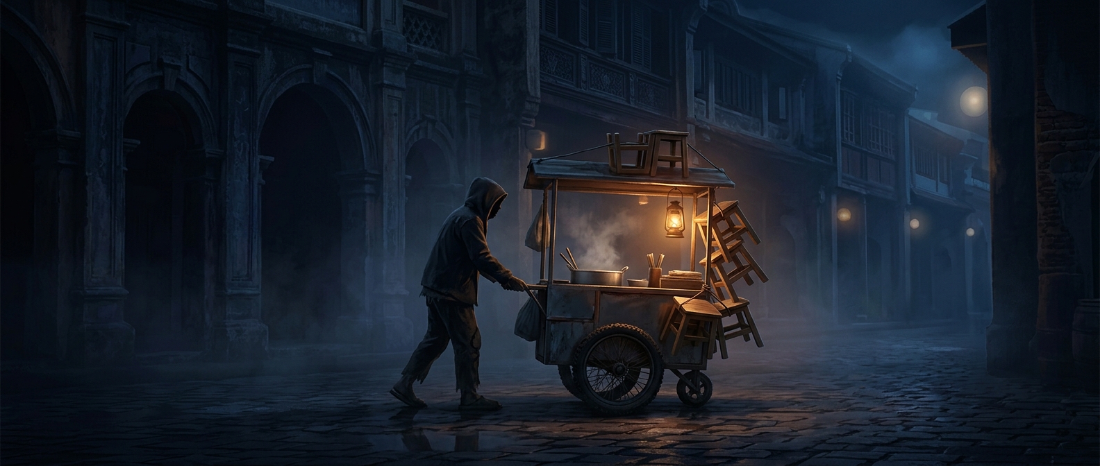 Why some street vendors serve food on tiny stools