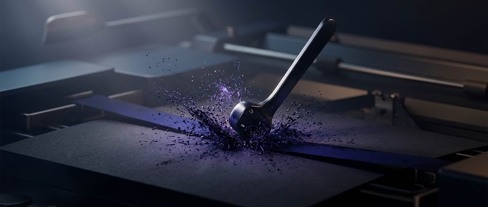 Mechanical typewriters use heavy levers to slap ink