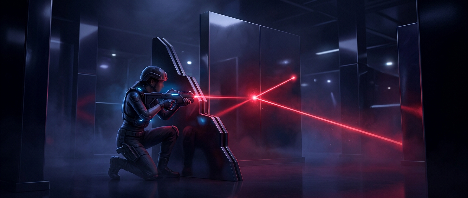 How laser tag shots bounce off shiny walls