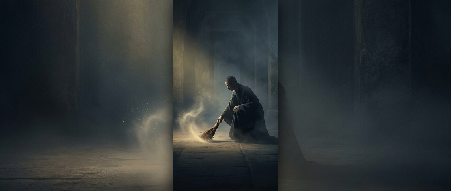 A small brush was used to sweep the ground ahead before every careful step