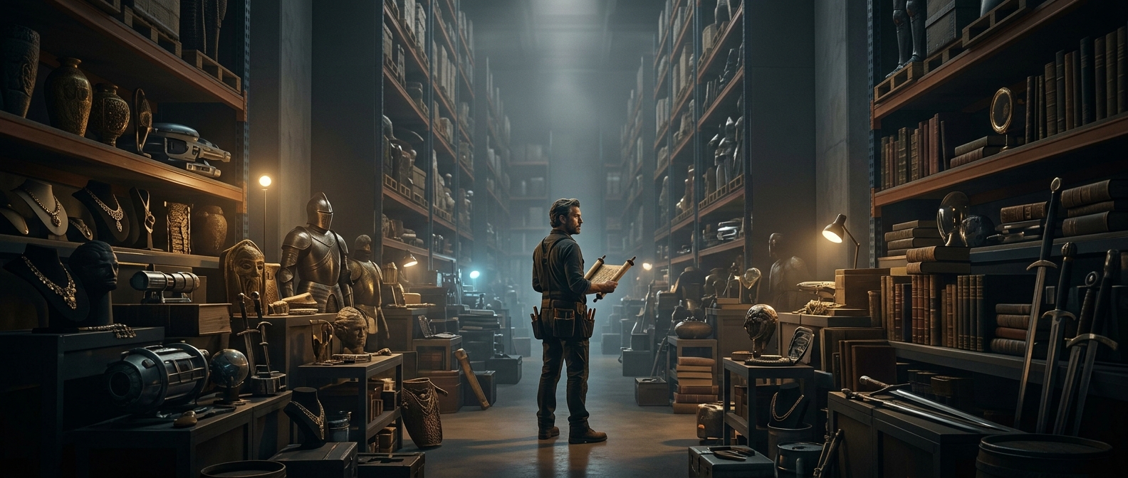 Prop master storage contains thousands of fake items