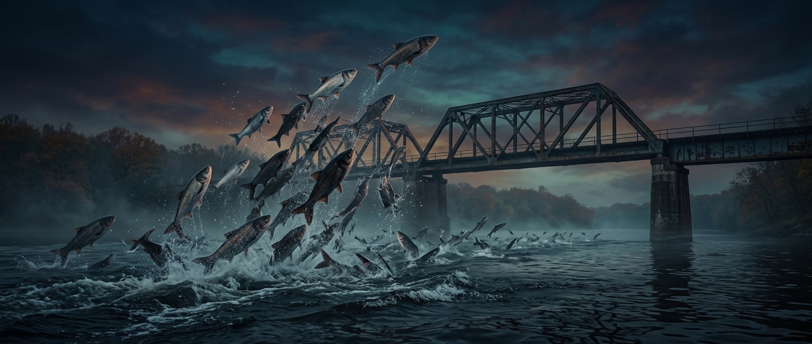 Illinois Asian carp jump aggressively into the air