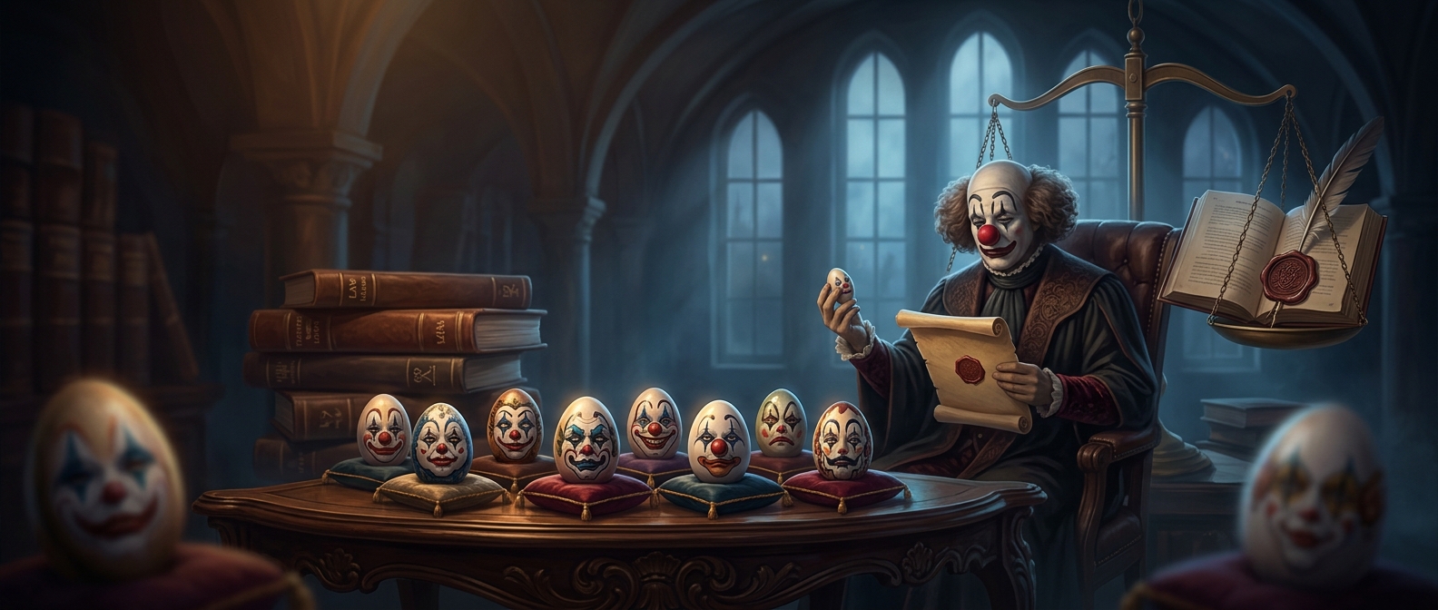 Clowns protected their makeup on ceramic eggs