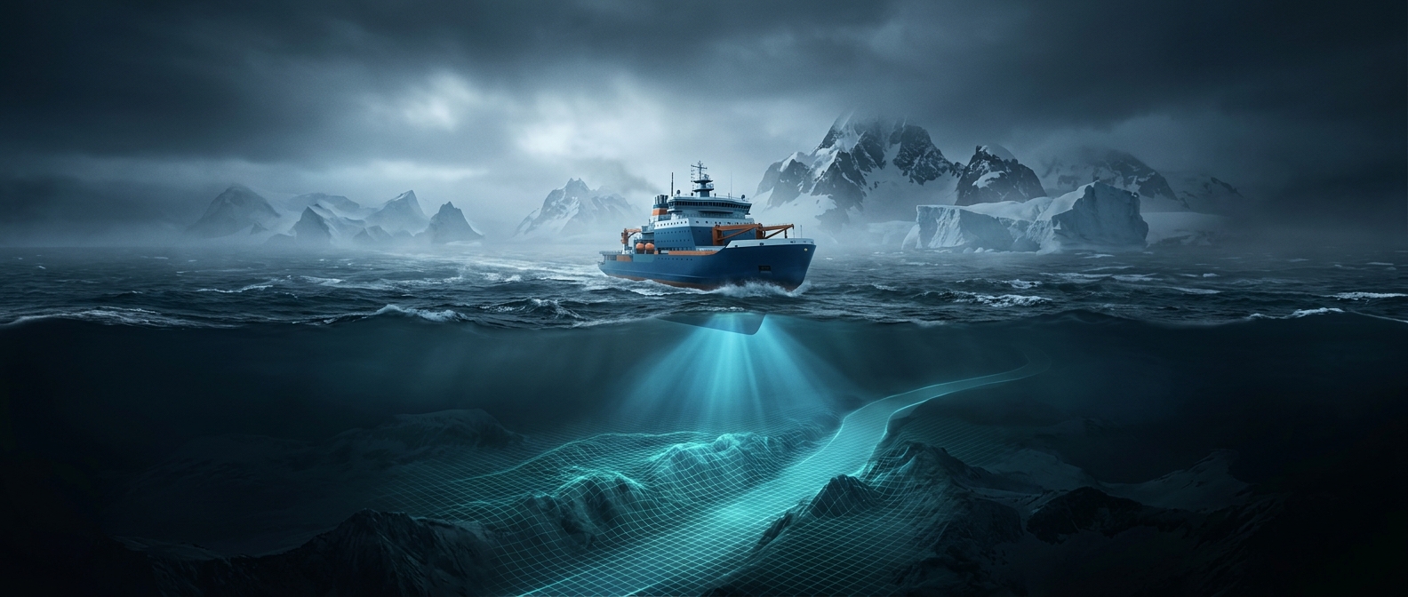 Crossing the treacherous Drake Passage to Antarctica requires icebreaker ships equipped with underwater sonar mapping