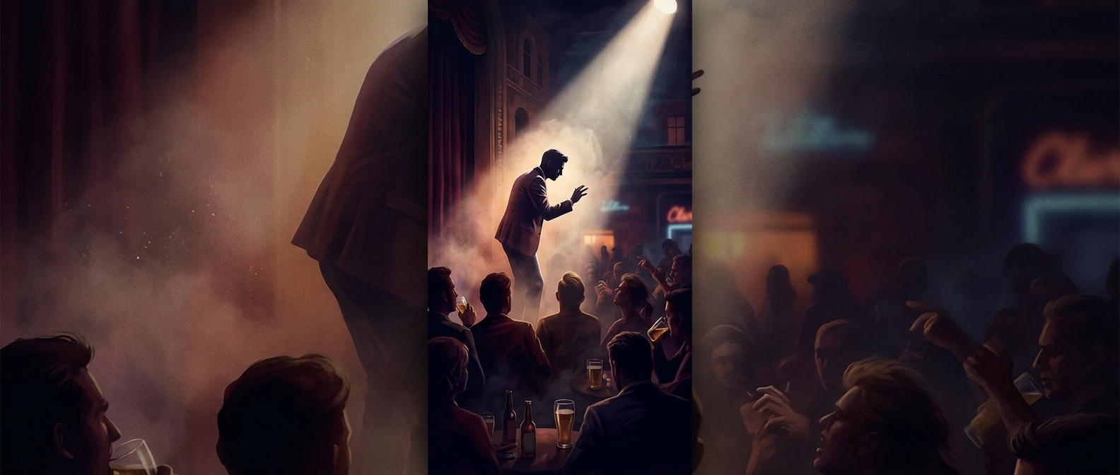 Telling jokes to drunk angry crowds is considered glamorous