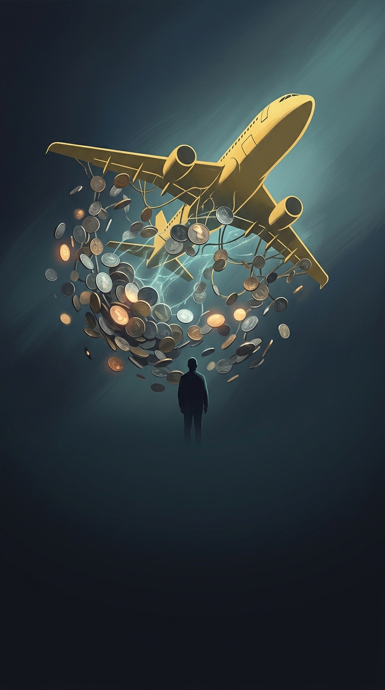 Why do superstitious travelers sometimes cause massive flight delays by throwing loose change at the airplane?