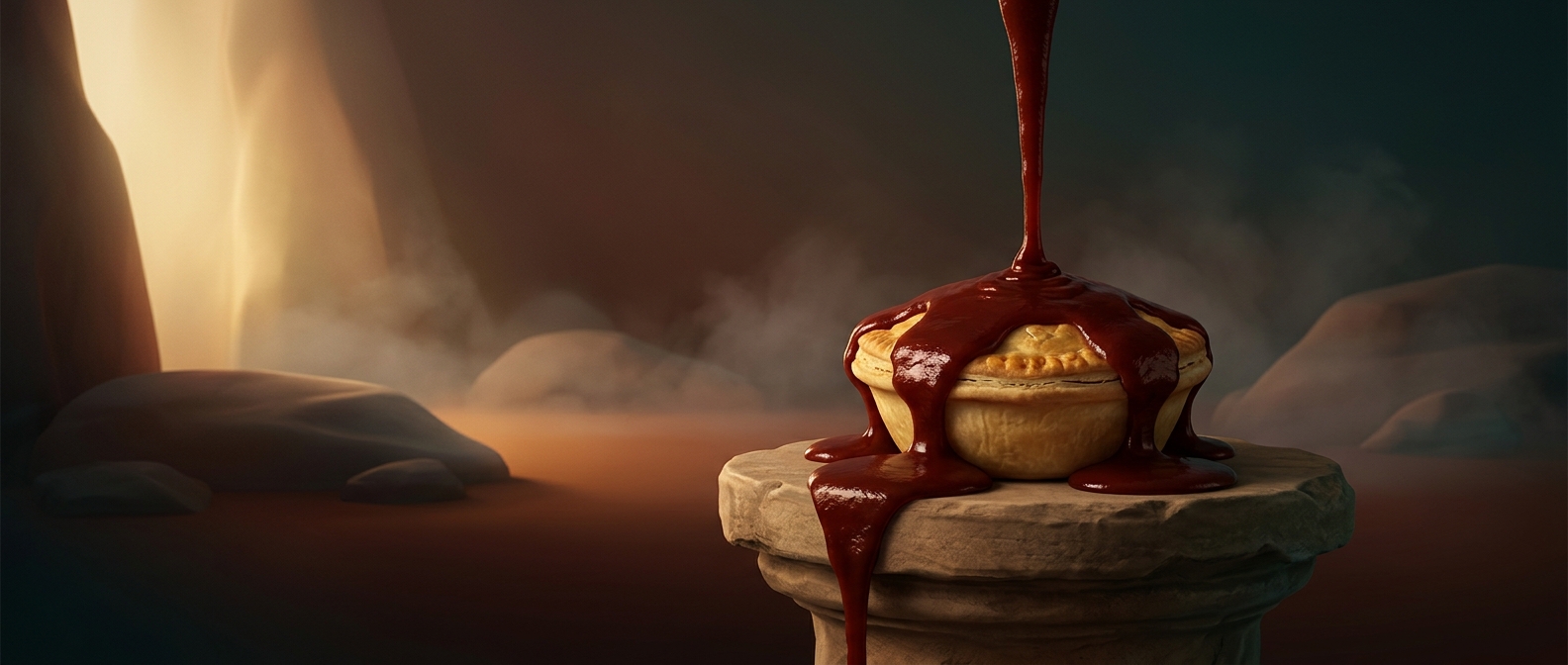 Australian meat pies are smothered in thick tomato sauce