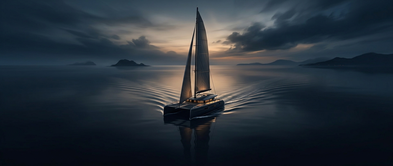 Catamarans stay upright with two separated hulls instead of a heavy underwater keel