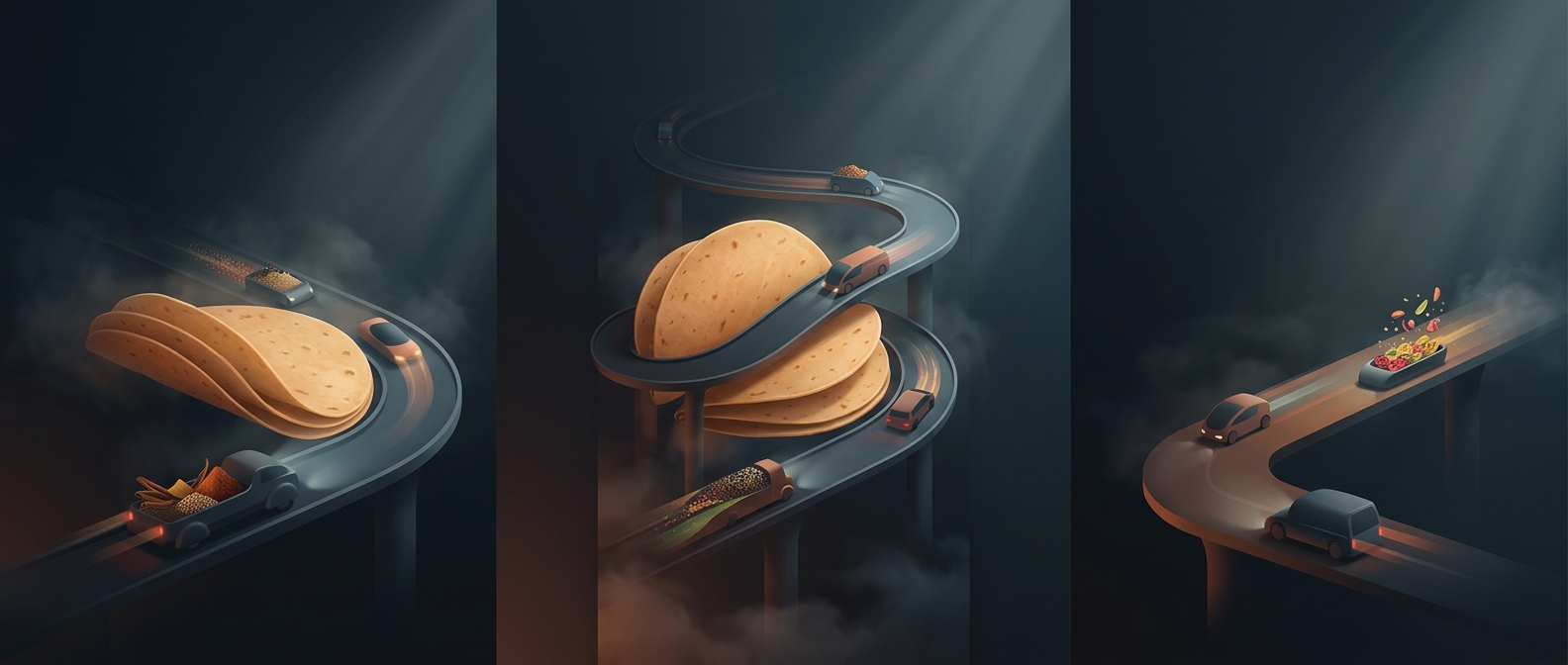 Tortillas function as structural food transit
