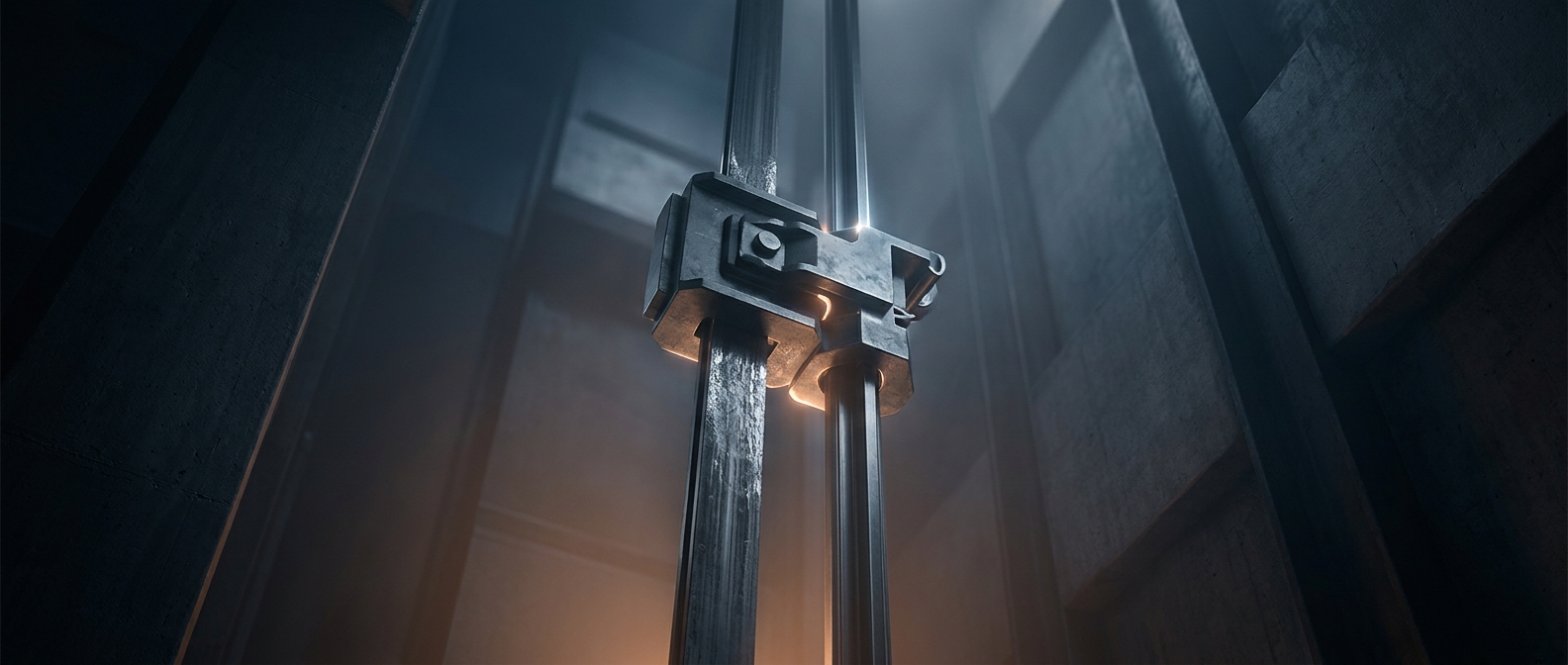 Elevator safety brakes grip rails during emergencies