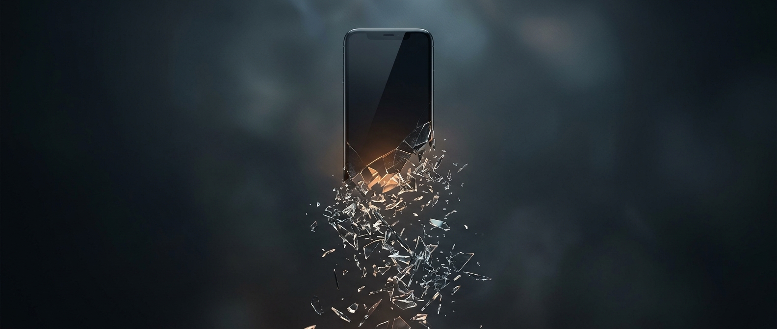 Smartphone glass shatters easily because it is rigid