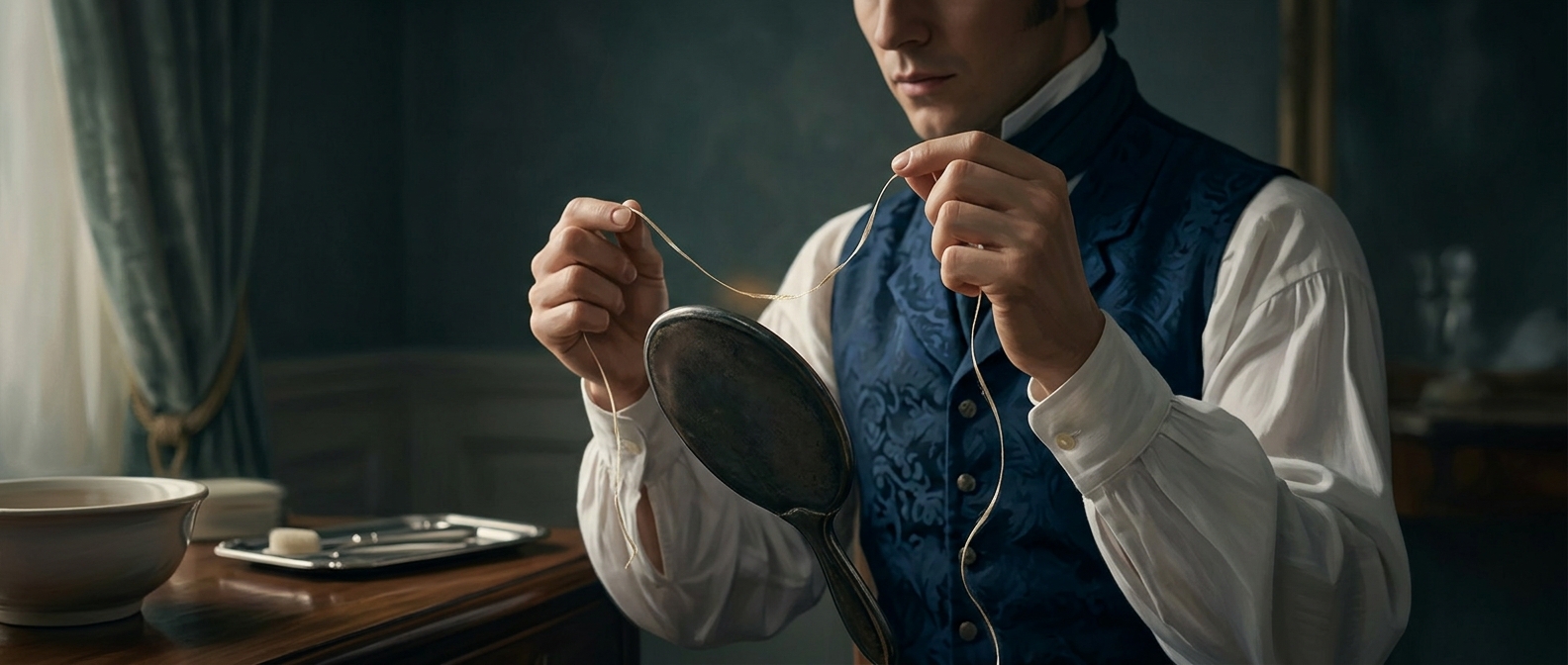 Dental floss consisted entirely of basic silk thread