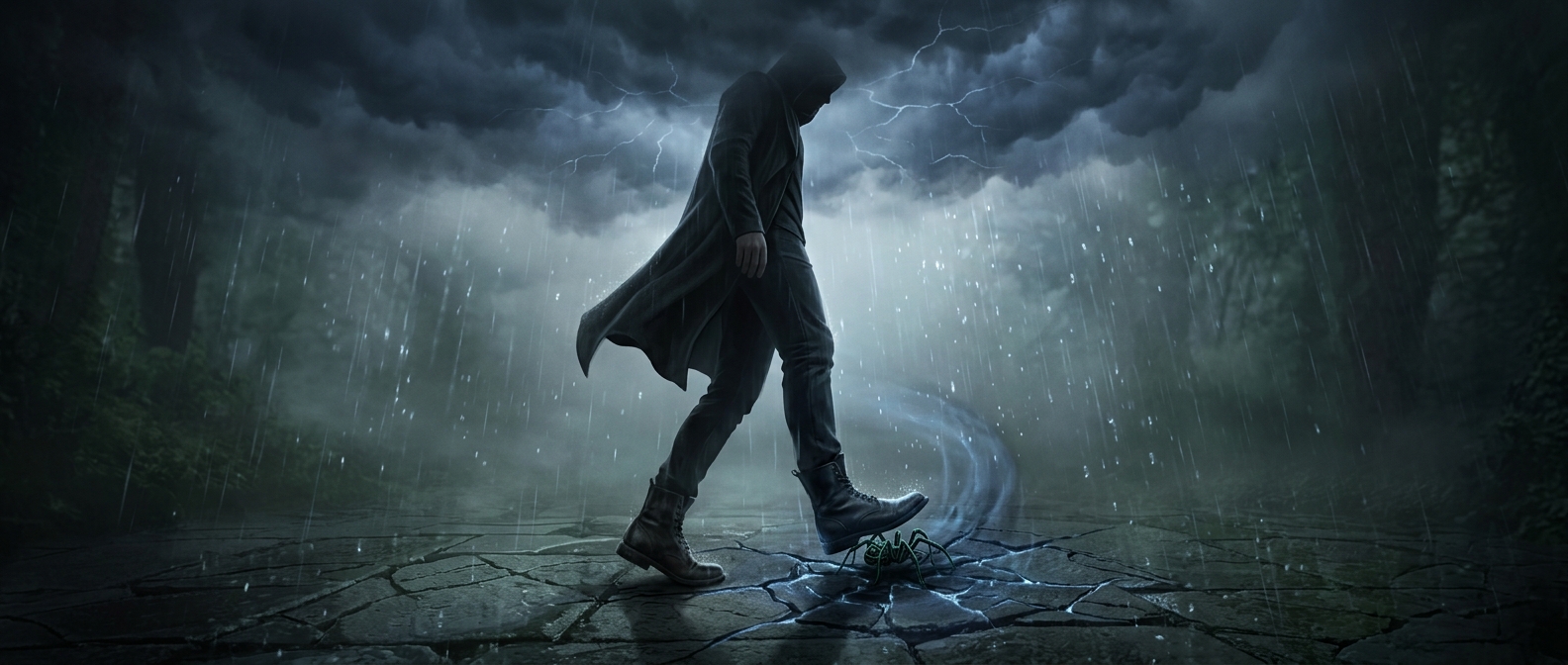 Stepping on spiders guarantees sudden downpours