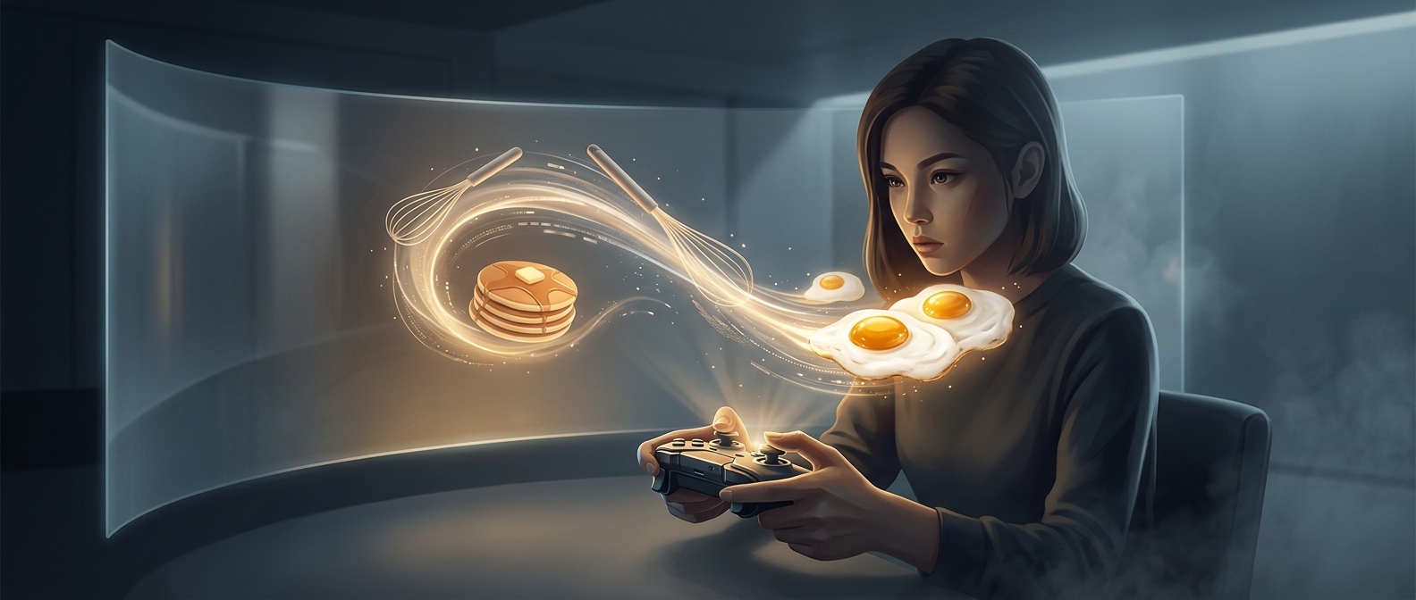 Making virtual breakfast with complex joystick motions