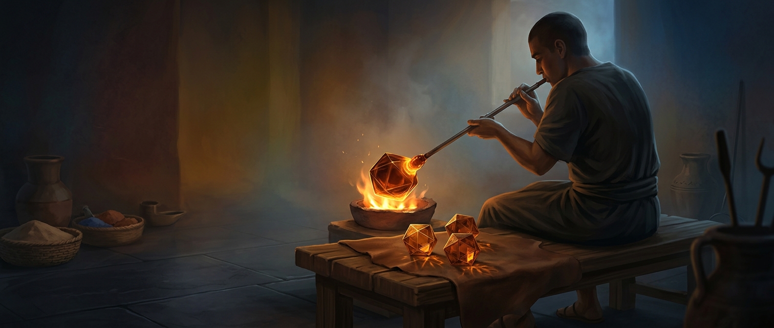 Ancient glass objects that look like D20s