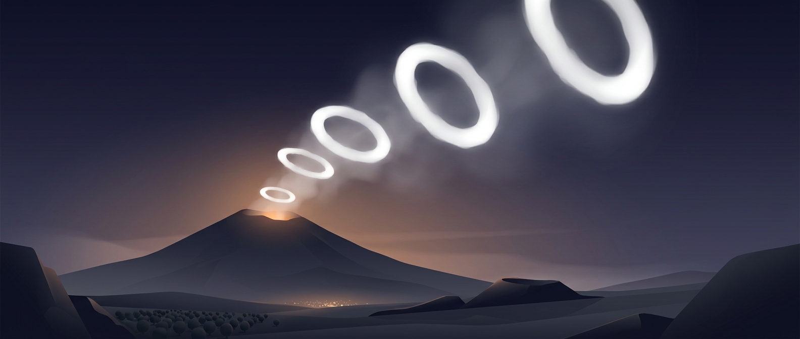 Mount Etna sometimes blows giant rings of white smoke