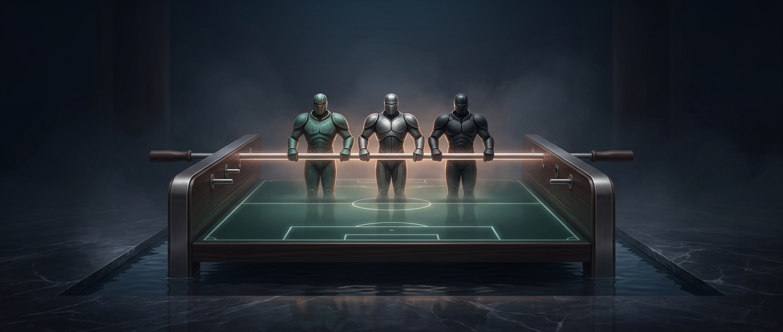Pro foosball strictly positions three goalie defenders