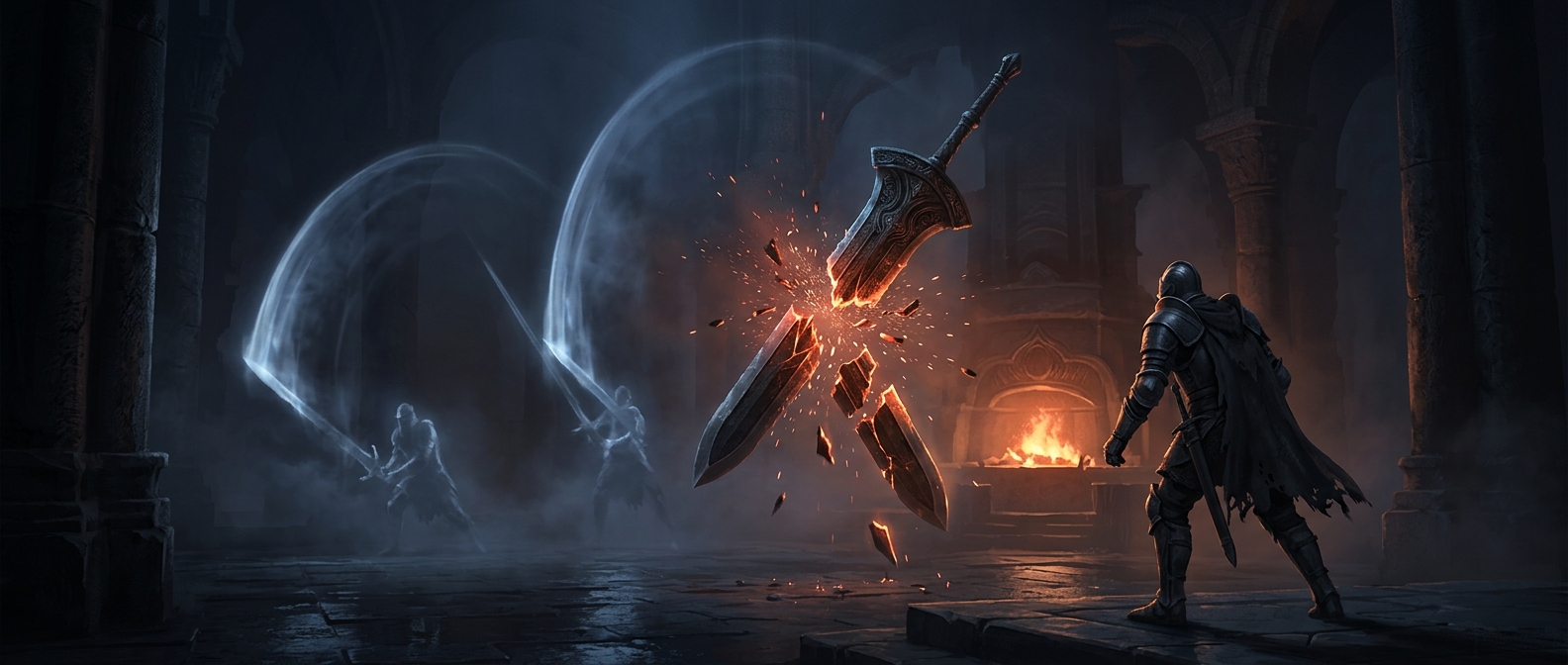 Weapon durability shatters heavy swords after three swings
