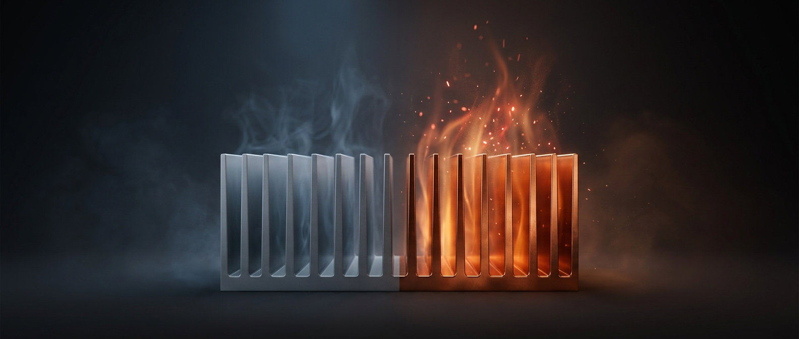 Aluminum heatsinks are cheap but less conductive than copper