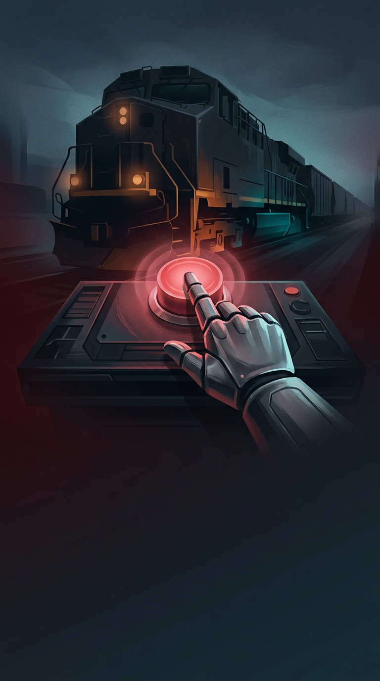 What terrifyingly simple mechanism stops a massive freight train from derailing if the engineer suffers a sudden heart attack?