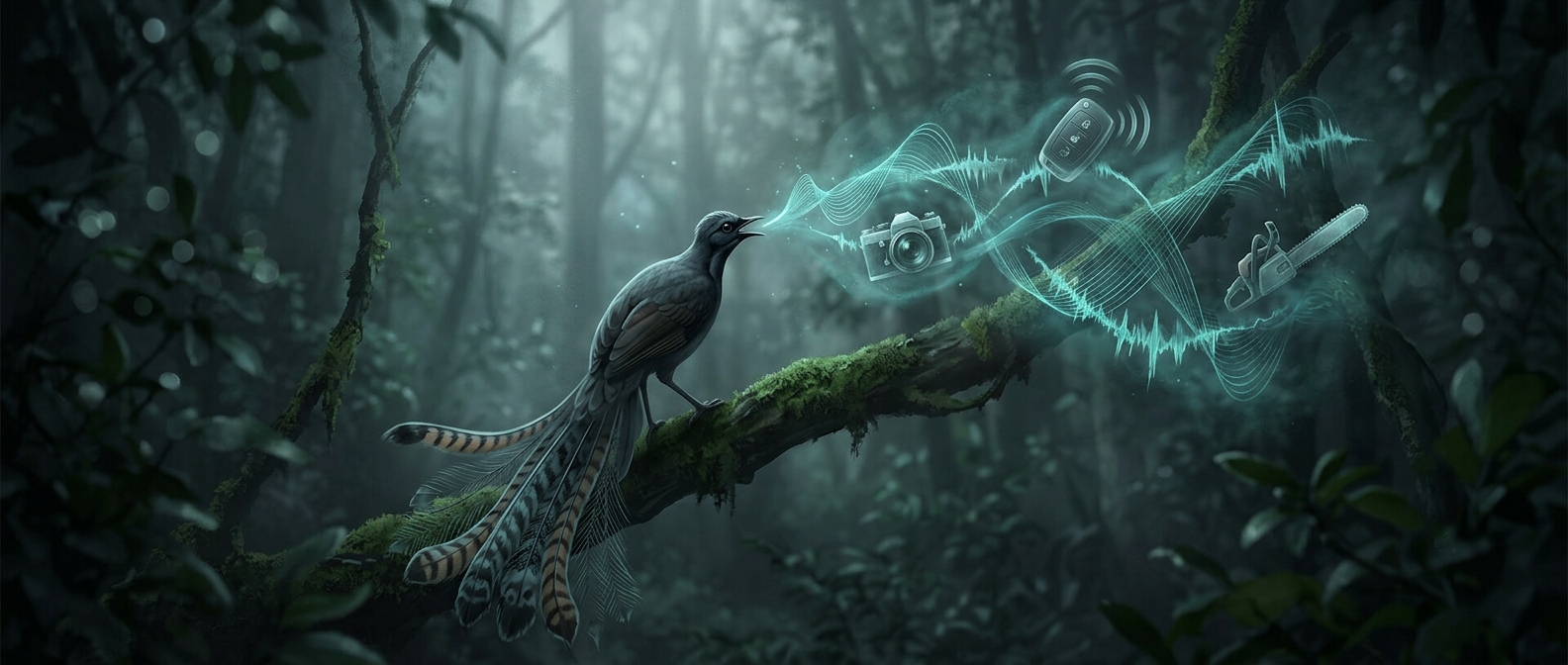 Lyrebirds can perfectly mimic chainsaws and car alarms
