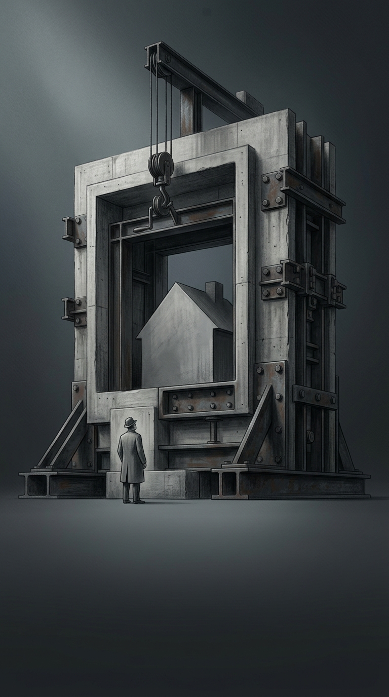 Inventor Thomas Edison obsessively tried to solve the affordable housing crisis in 1908 by patenting a massive cast-iron mold to pour entire, seamless concrete houses in a single day.