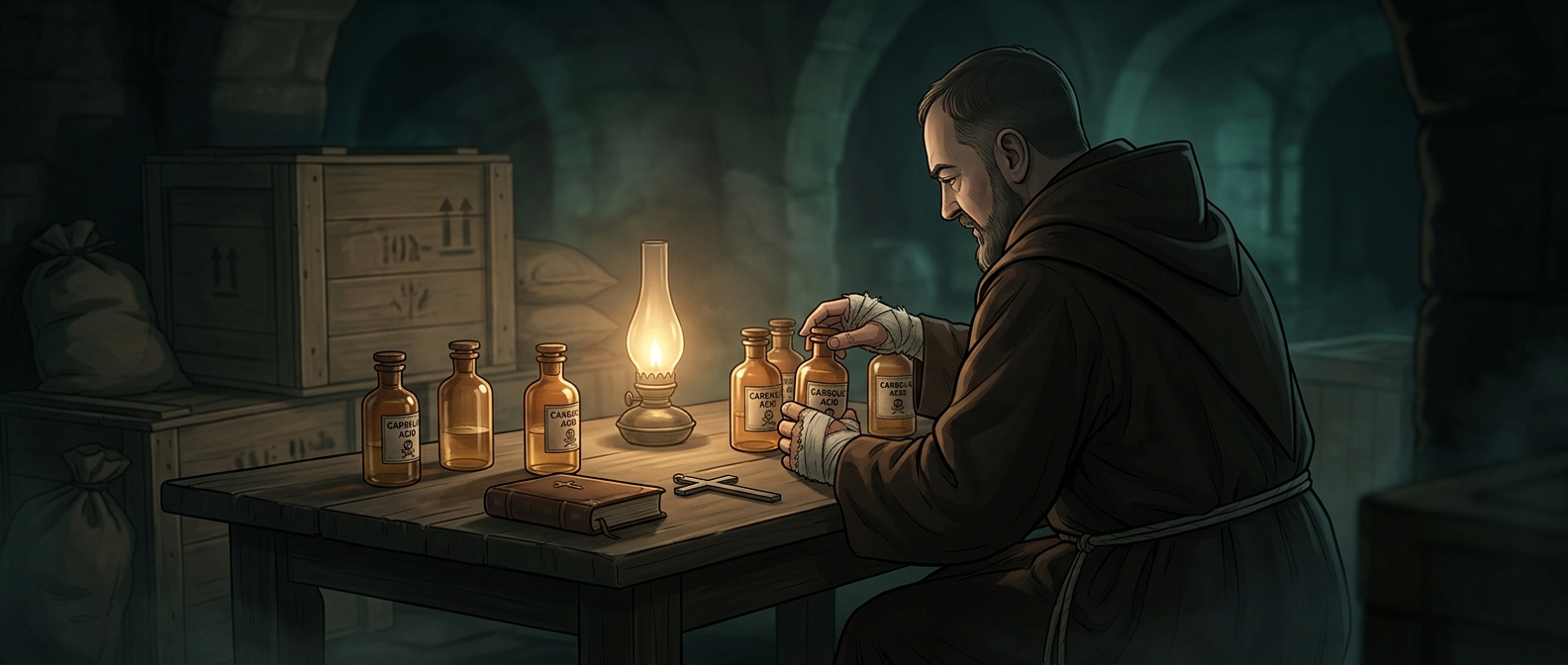 Padre Pio secretly ordered large batches of carbolic acid