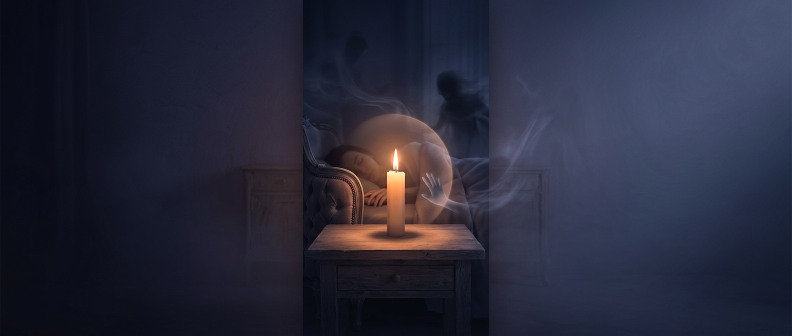 Some regions burn a candle all night not for light but to keep wandering ghosts from resting beside sleepers