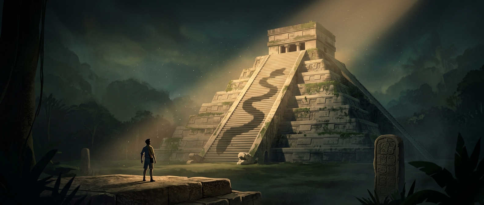 The Maya built a serpent from sunlight and shadows