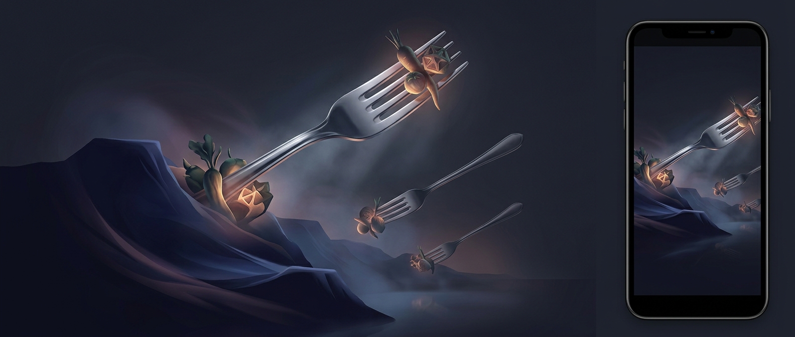 Forks operate as aggressive food spearing transit