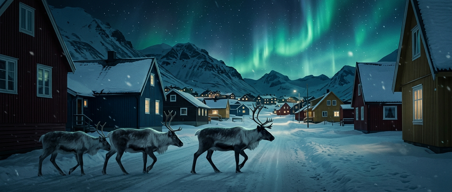 Where reindeer wander past grocery stores