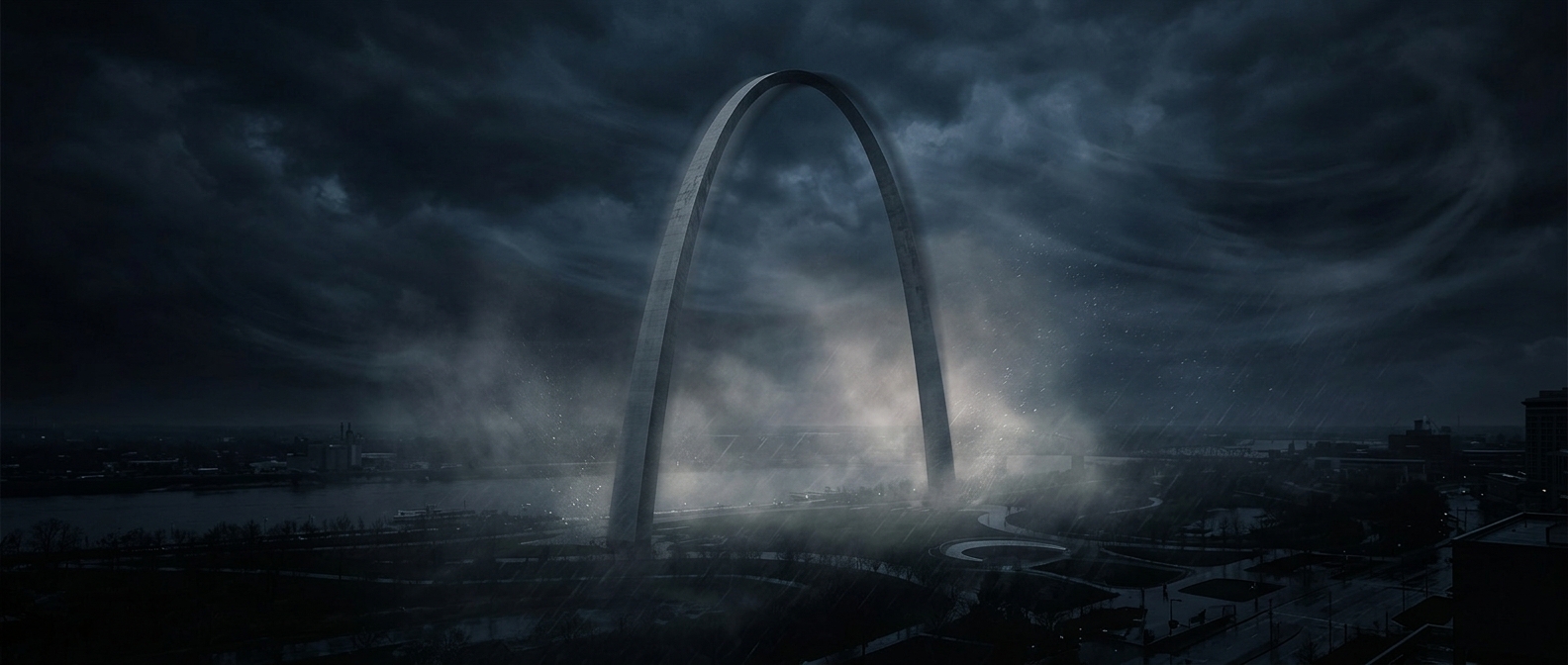The Gateway Arch moves in strong winds