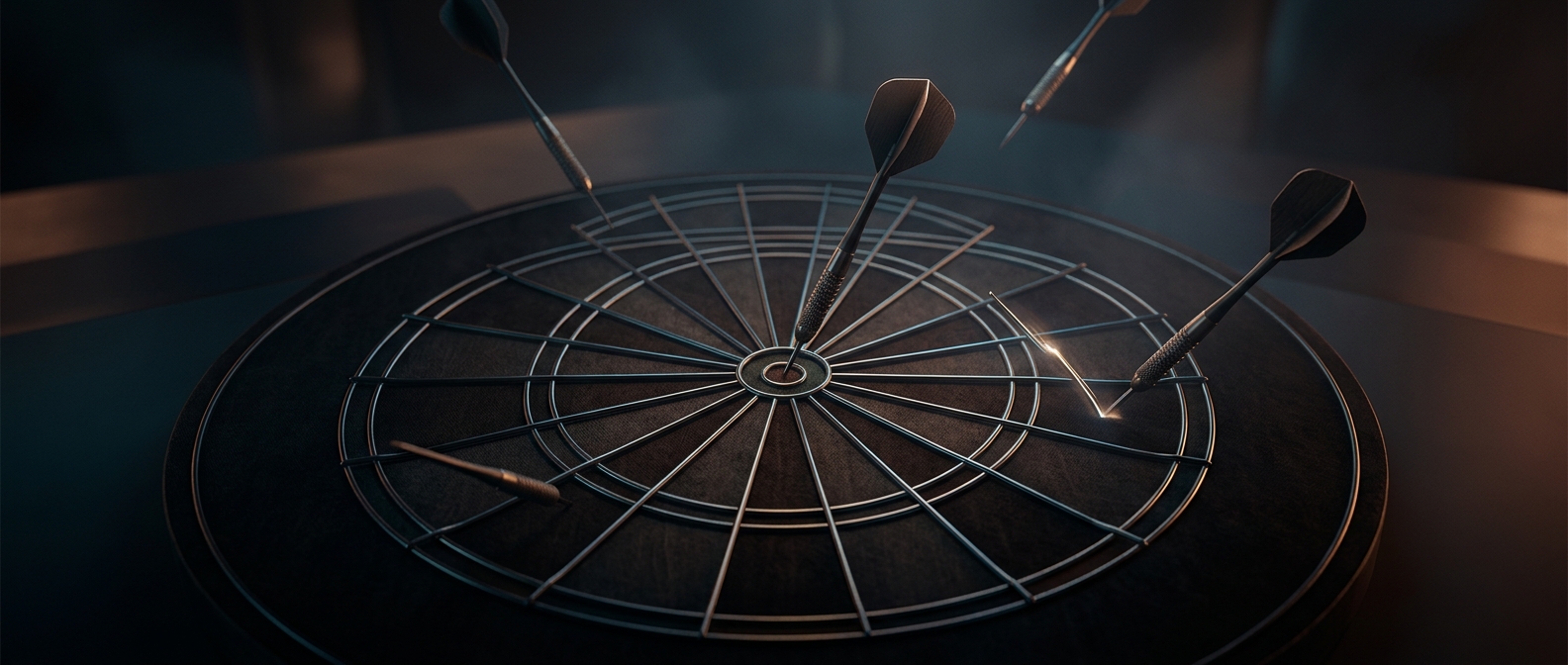 Why dartboards have angled wire dividers