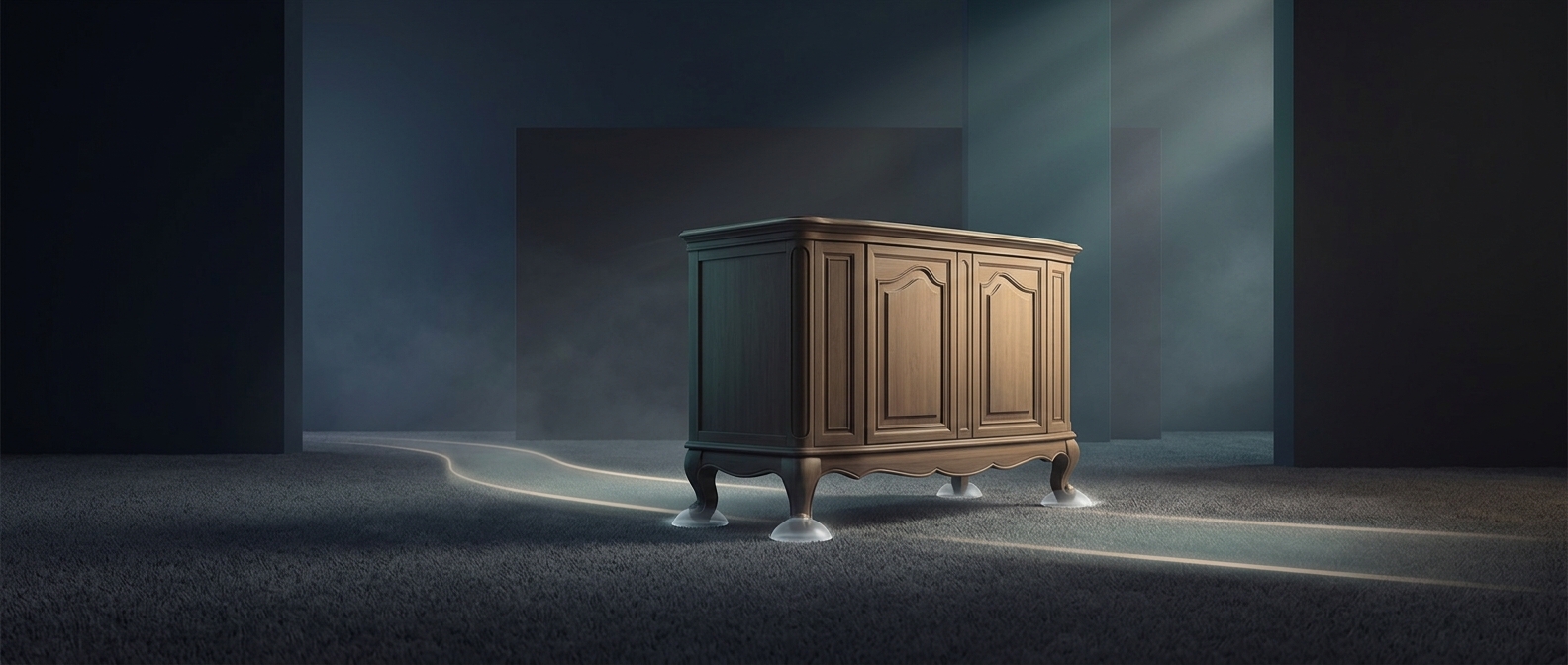 Plastic carpet sliders eliminate furniture friction