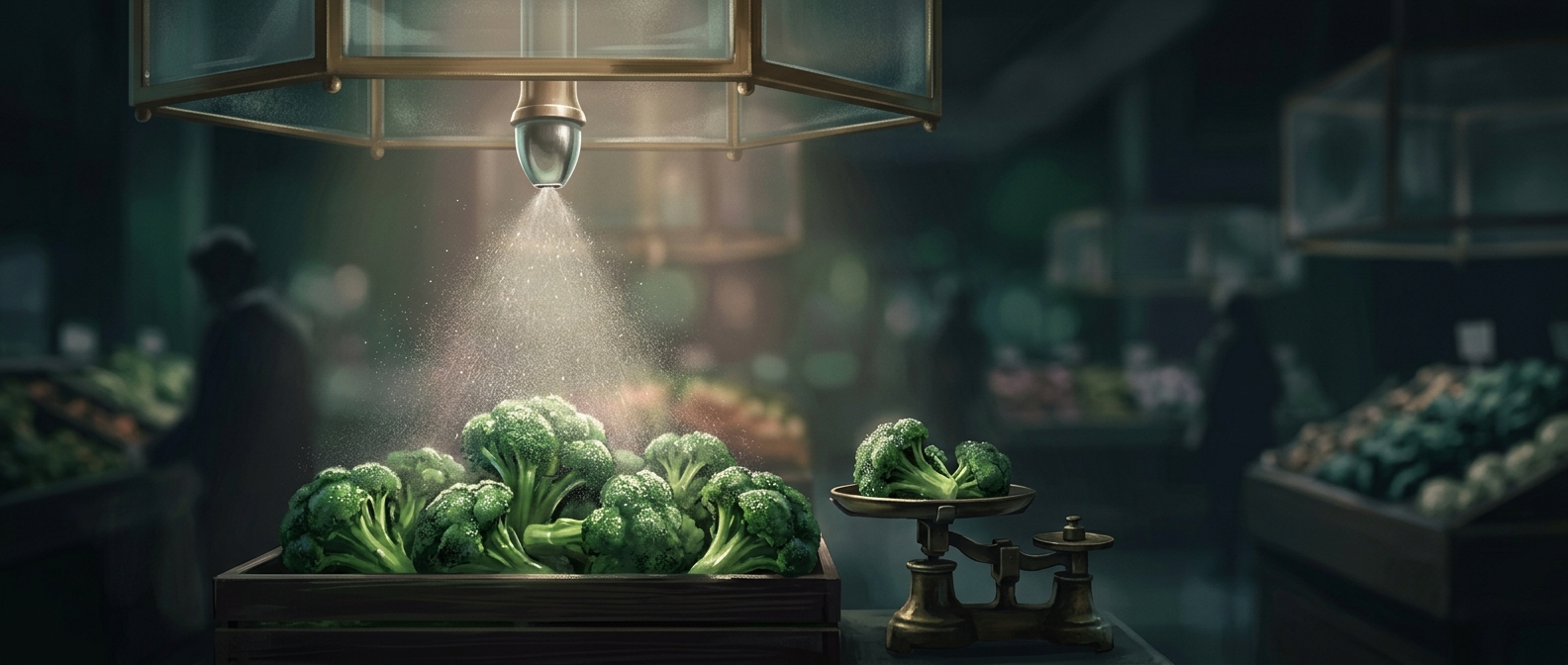 Why supermarkets spray water on vegetables