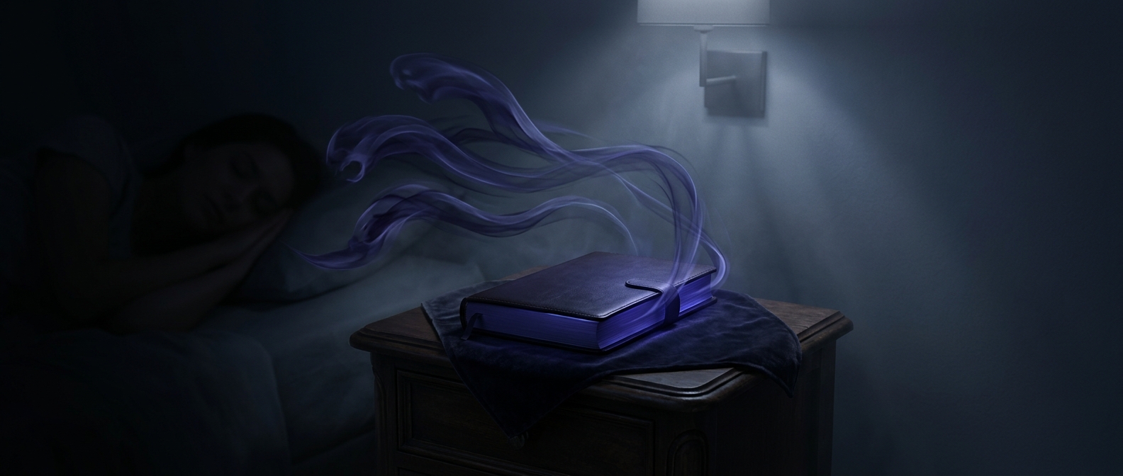 The blank journal judging you from the nightstand