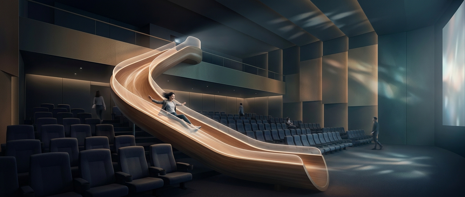 Some cinemas put slides inside the auditorium