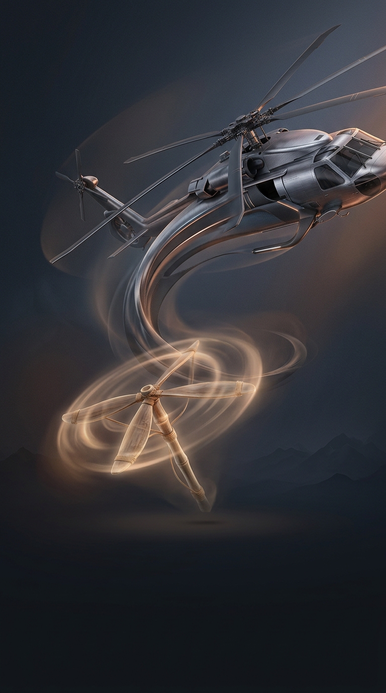 Modern helicopters fundamentally owe their foundational aerodynamics to ancient Chinese bamboo flying toys that existed over two thousand years before the Wright brothers were…