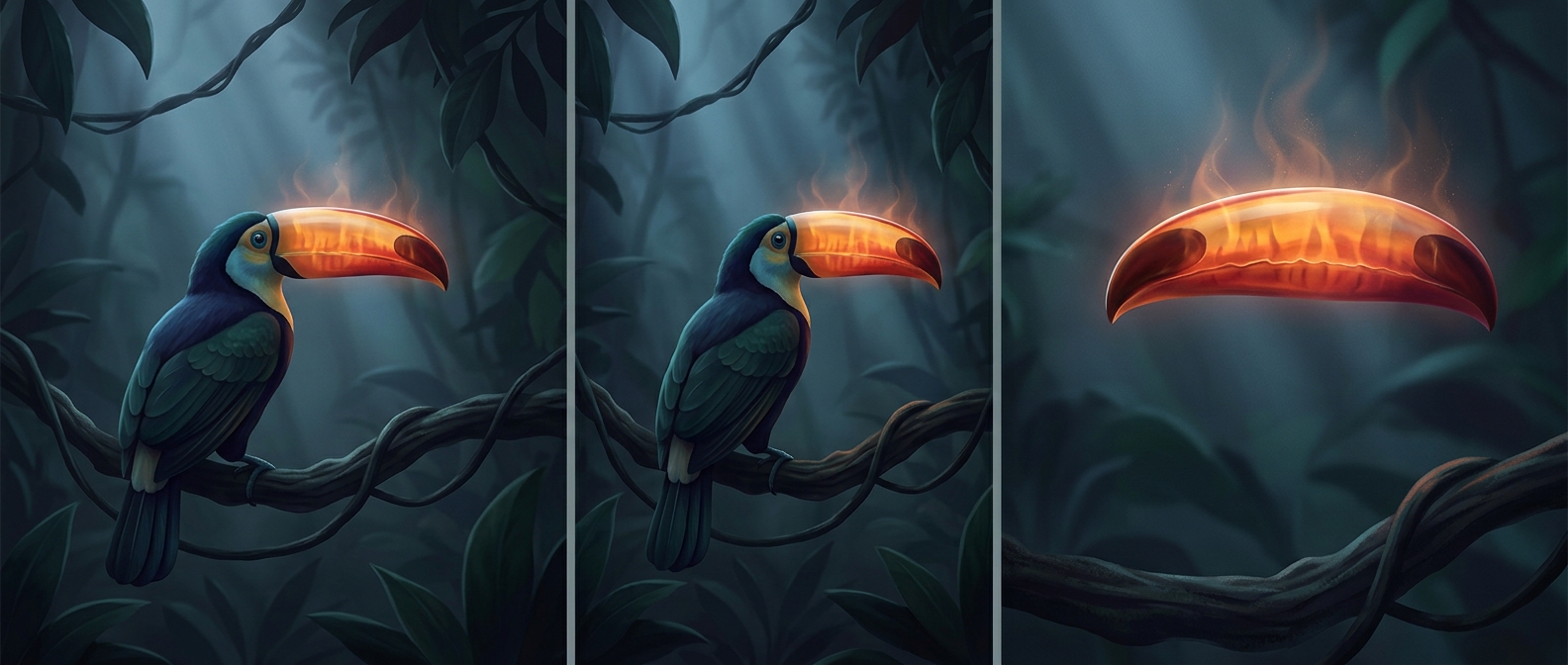A toucan's enormous beak doubles as an air conditioner