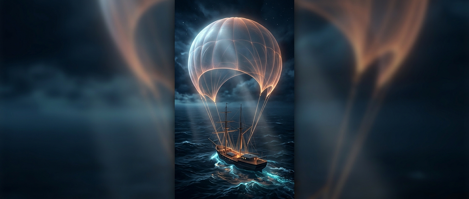 The giant sail that pulls boats downwind